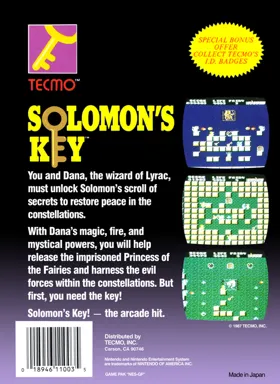 Solomon's Key (USA) box cover back